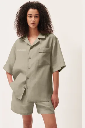 The Pangaia Womens DNA Linen Camp Collar Shirt— - XS