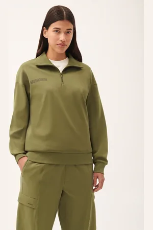The Pangaia Womens DNA Double Jersey Half Zip Sweatshirt—highland - S
