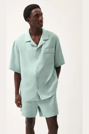 The Pangaia Mens DNA Aloe Linen Camp Collar Shirt— - S
