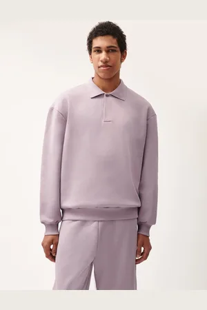 The Pangaia Mens DNA Heavyweight Polo Sweatshirt—raisin purple - XS