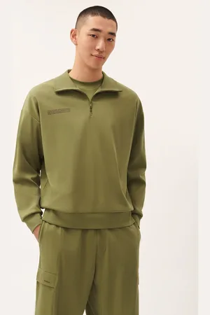 The Pangaia Mens DNA Double Jersey Half Zip Sweatshirt—highland - S