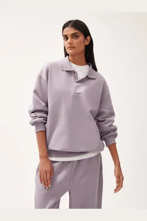 The Pangaia Womens DNA Heavyweight Polo Sweatshirt—raisin purple - XS