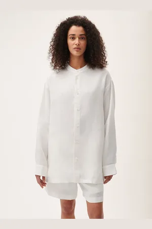 The Pangaia Womens DNA Aloe Linen Mandarin Collar Long Sleeve Shirt— - XS