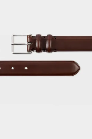Paul Smith Chocolate Leather Double Keeper Classic Suit Belt