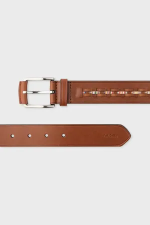 Paul Smith Leather Signature Stripe Weave Belt