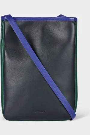 Paul Smith Navy Colour-Block Leather Pouch Bag