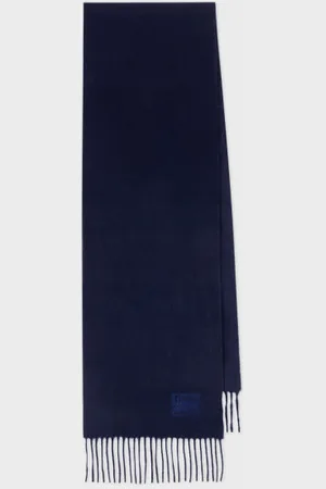 Paul Smith Navy Tonal Embroidered Logo Cashmere Scarf