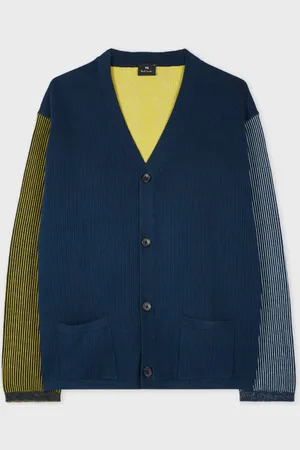 Paul Smith Navy Mixed-Panel Cotton Cardigan