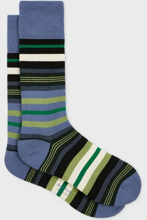 Paul Smith Dark Cotton-Blend Multi Stripe Socks