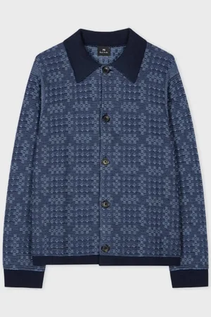 Paul Smith Navy Geo Cotton Cardigan