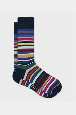 Paul Smith Navy Mixed Multicolour Stripe Socks
