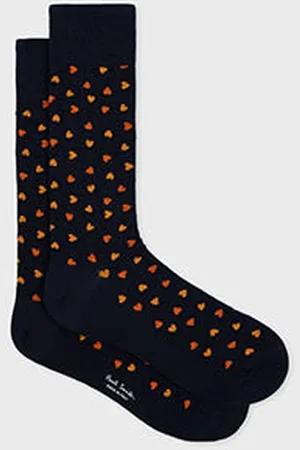Paul Smith Navy Cotton-Blend Heart Socks