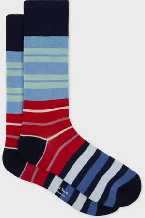 Paul Smith Navy Mixed Block Stripe Socks