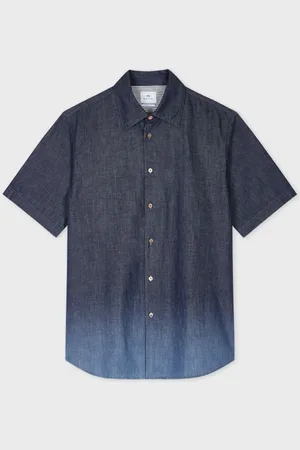 Paul Smith Indigo Rinse Denim Short-Sleeve Shirt With Gradient Fade