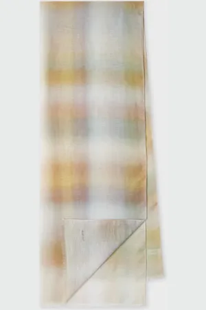 Paul Smith Yellow and Blue Linen-Blend Faded Check Scarf