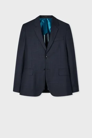 Paul Smith Tailored-Fit Navy Windowpane Check Wool Buggy-Lined Blazer