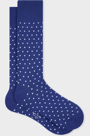 Paul Smith Navy Cotton-Blend Polka Dot Socks