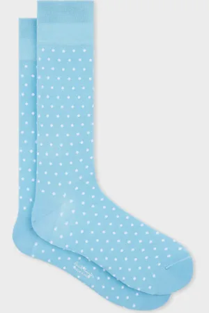 Paul Smith Pale Cotton-Blend Polka Dot Socks