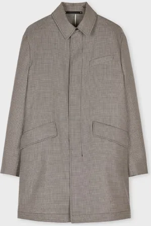 Paul Smith Grey Overdyed Micro-Houndstooth Wool Mac