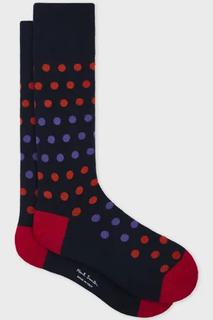 Paul Smith Navy Polka Cotton-Blend Socks