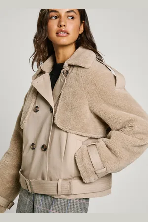 Pepe Jeans Short trench coat with sherpa detail