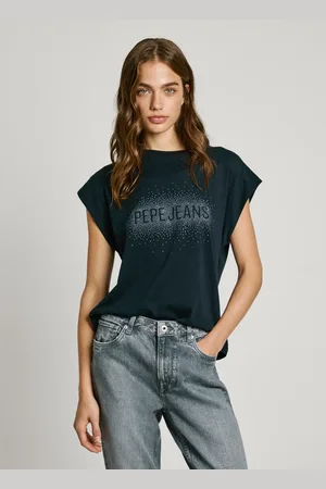 Pepe Jeans Boxy fit t-shirt with strass logo