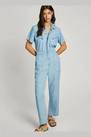 Pepe Jeans Maxi denim jumpsuit with shirt collar