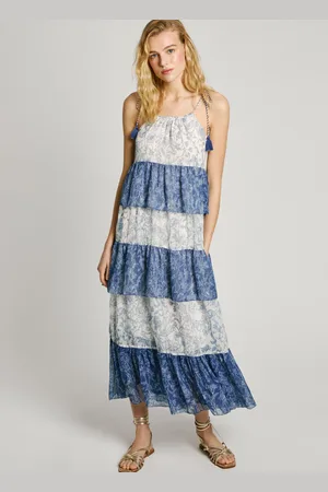 Pepe Jeans Strapped chiffon maxi dress