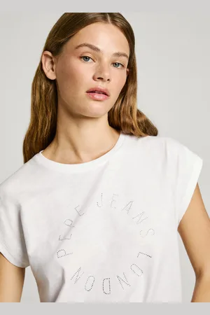 Pepe Jeans Boxy fit t-shirt with strass logo