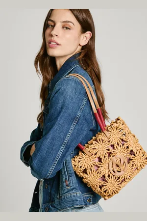 Pepe Jeans Floral detail raffia bag