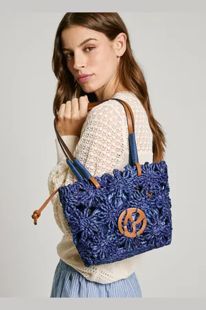 Pepe Jeans Floral detail raffia bag