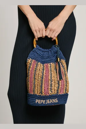 Pepe Jeans Embroidered logo straw bag