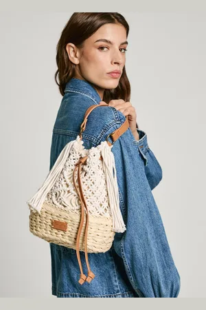 Pepe Jeans Macramé and raffia bag