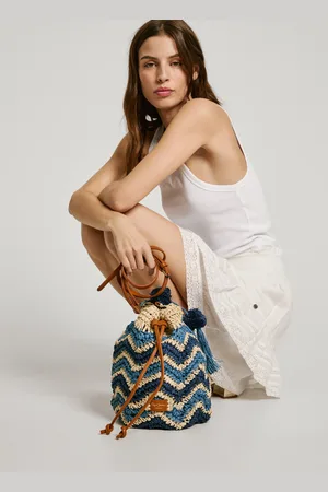Pepe Jeans Striped raffia bag