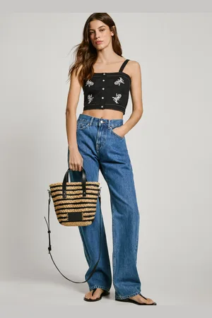 Pepe Jeans Striped jute bag