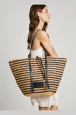 Pepe Jeans Striped jute tote bag