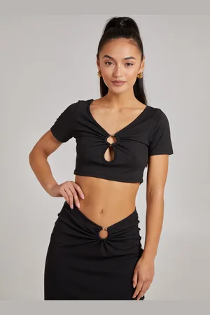 Pink Vanilla Ring Detail Short Sleeve Ribbed Top - L