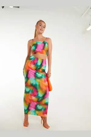 Pink Vanilla Plisse Graphic Print Maxi Skirt - S