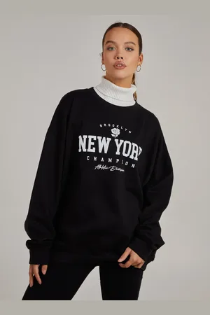 Pink Vanilla New York Slogan Oversized Sweatshirt - L