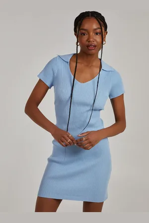 Pink Vanilla Knit Ribbed Collared Mini Dress - M