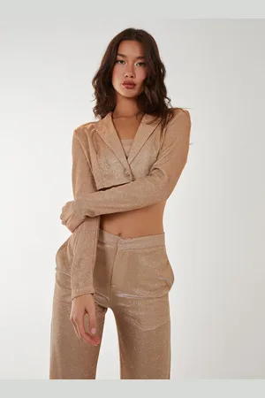 Pink Vanilla Metallic Cropped Blazer - 6