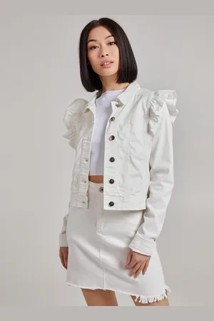 Pink Vanilla Frill Shoulder Denim Jacket - 8