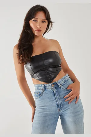 Pink Vanilla PU Seam Detail Corset Top - 6