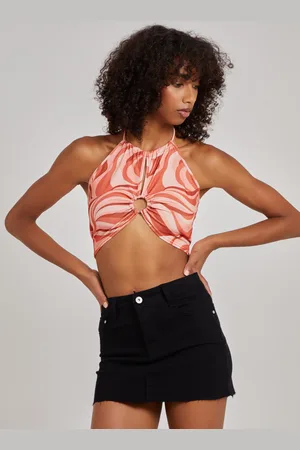 Pink Vanilla Swirl Print Halterneck Top - M