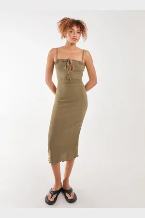 Pink Vanilla Crinkle Tie Midi Dress - 6