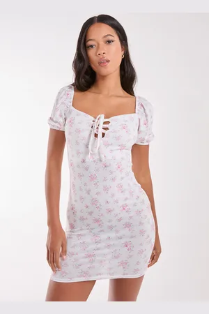 Pink Vanilla Floral Puff Sleeve Mini Dress - 12