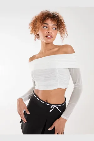 Pink Vanilla Bardot Mesh Long Sleeve Top - S