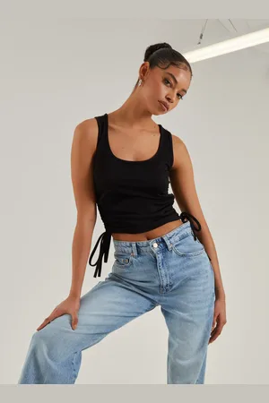 Pink Vanilla Ruched Tie Up Side Crop Top - S