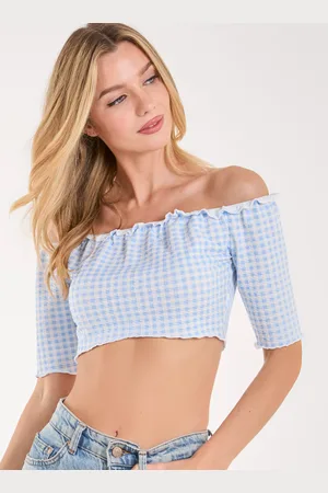 Pink Vanilla Frill Detail Gingham Bardot Top - S