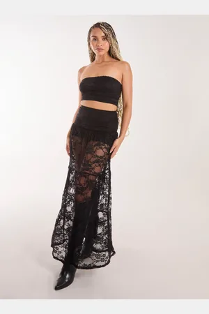 Pink Vanilla Lace Tiered Maxi Skirt - S